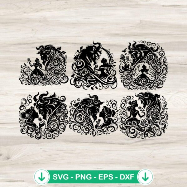 Beauty and The Beast Mandala SVG file for Cricut cutting machine