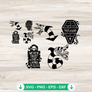 Beetlejuice SVG bundle including sandworm and quote cut files
