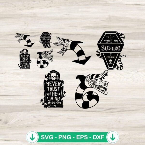 Beetlejuice SVG bundle including sandworm and quote cut files