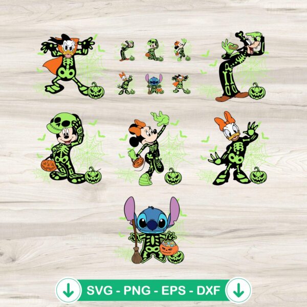 Disney Skeleton SVG bundle for Halloween 2024, cricut svg cut files