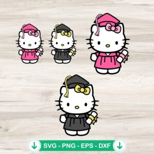 Hello Kitty Graduation SVG file for Cricut cutting machine