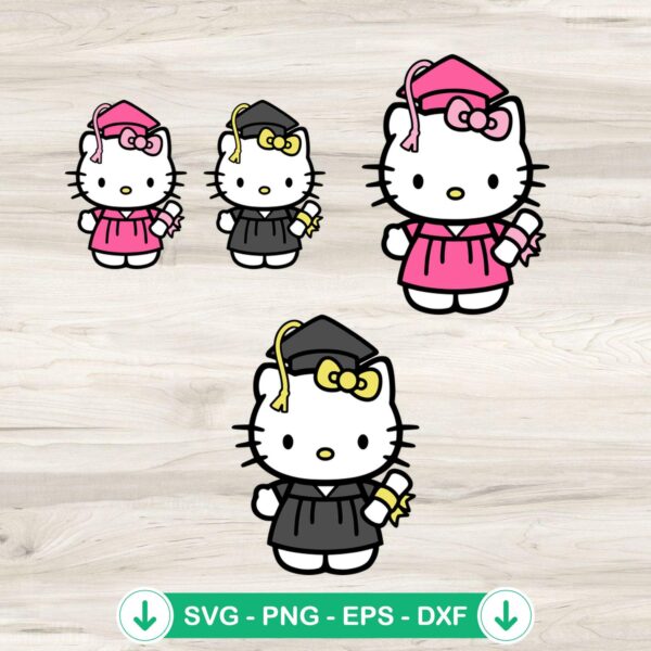 Hello Kitty Graduation SVG file for Cricut cutting machine