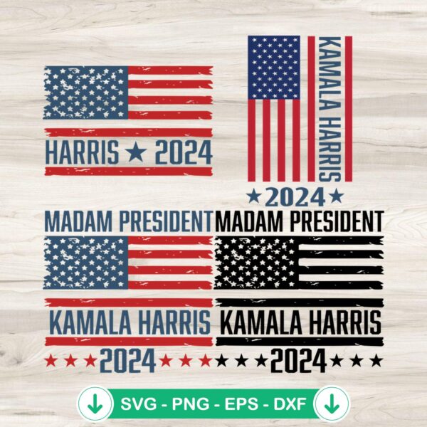 Kamala Harris 2024 American Flag SVG cut file for Cricut