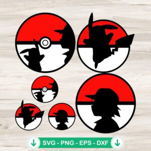 Pokeball SVG file for Cricut, Ash and Pikachu cut file
