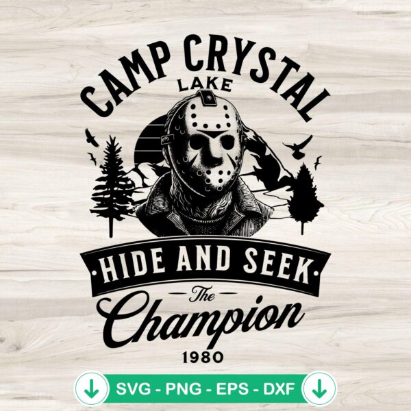 Camp Crystal Lake Champion 1980 SVG file for Cricut cutting machine