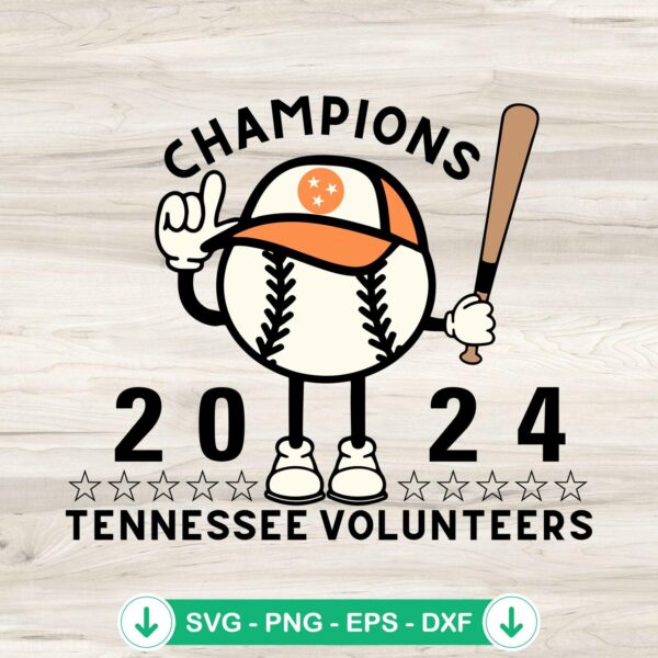 Champions 2024 Tennessee Volunteers SVG file for Cricut
