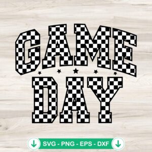 Checkered Game Day Football SVG file for cutting machines