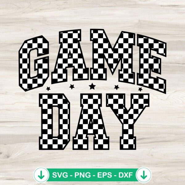 Checkered Game Day Football SVG file for cutting machines