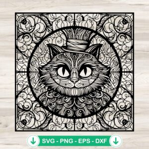 Cheshire Cat Mandala SVG file for Cricut cutting machine
