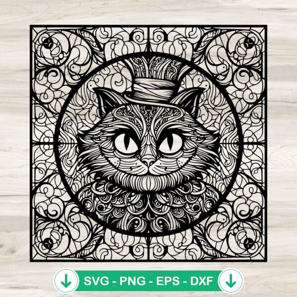 Cheshire Cat Mandala SVG file for Cricut cutting machine