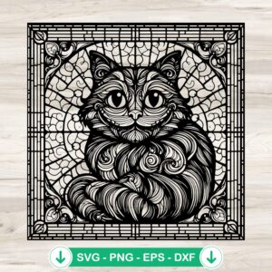 Cheshire Cat stained glass svg file for cutting machines