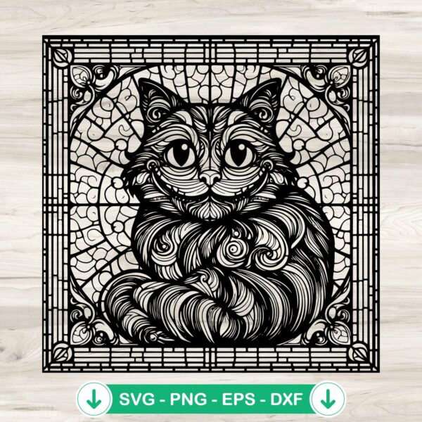 Cheshire Cat stained glass svg file for cutting machines