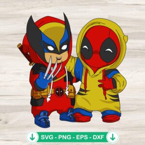Chibi Deadpool and Wolverine SVG file for cutting machines