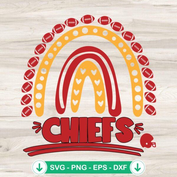 Chiefs Football Rainbow SVG file for Cricut cutting machine