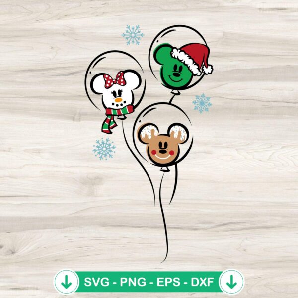 Christmas Magic Mouse Balloons SVG file for cutting machines