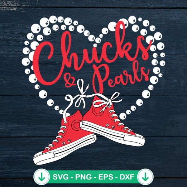Chucks and Pearls SVG file, pearl heart design for cricut