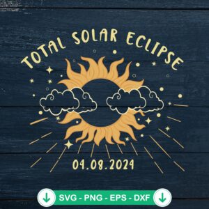 Cloud Sun Total Solar Eclipse SVG file for cricut