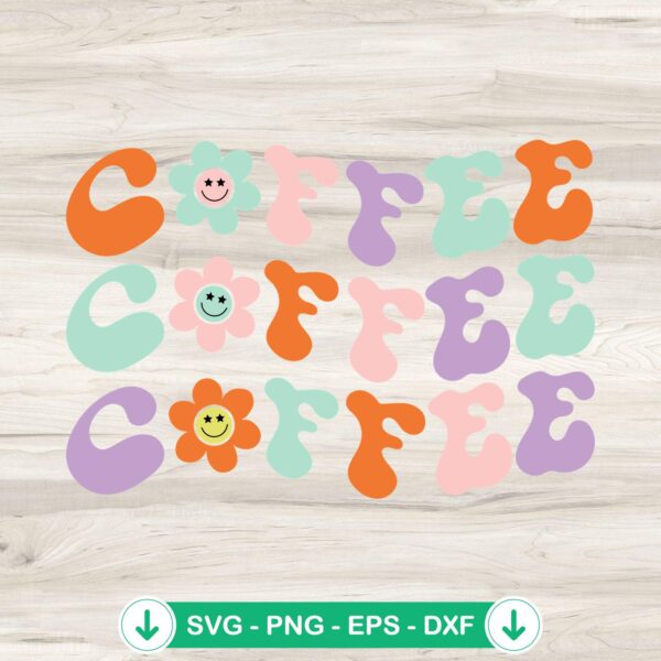 Coffee svg file featuring retro iced and wavy coffee designs