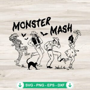 Cowboy Monster Mash SVG file for Halloween cut design