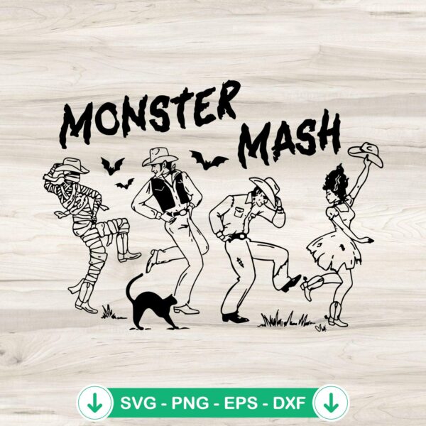 Cowboy Monster Mash SVG file for Halloween cut design