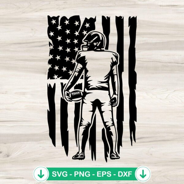 Custom football player SVG file with American flag design