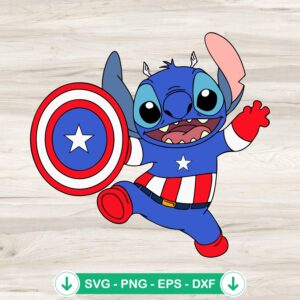 Stitch Captain America SVG file, cricut SVG cutting file