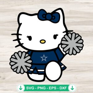 Hello Kitty cheerleader SVG file for Dallas Cowboys cut file