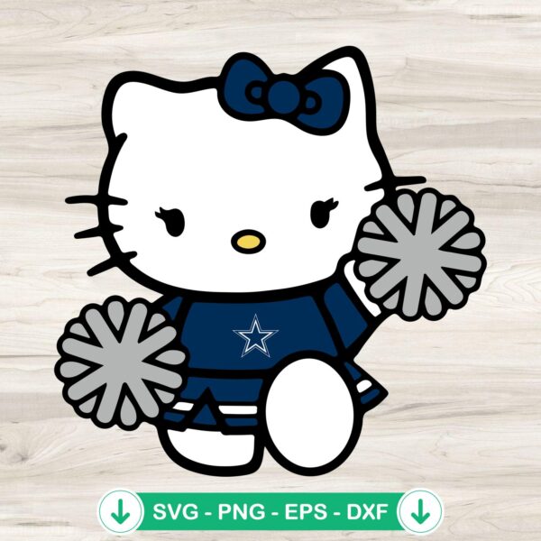 Hello Kitty cheerleader SVG file for Dallas Cowboys cut file