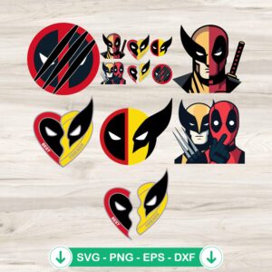 Deadpool And Wolverine SVG file, heart necklace cutting file