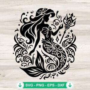 Disney Ariel SVG file, Mandala SVG for cutting file