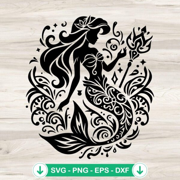 Disney Ariel SVG file, Mandala SVG for cutting file