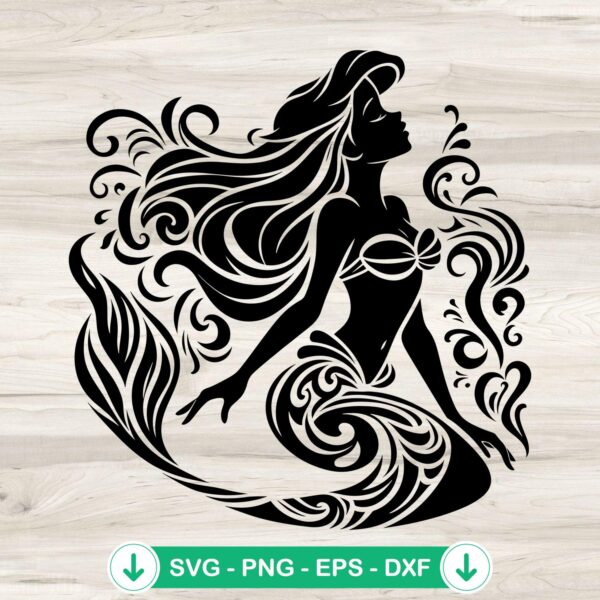 Disney Ariel SVG file, The Little Mermaid cutting file for Cricut