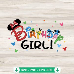Disney Birthday Girl SVG file with Minnie ears cutting file