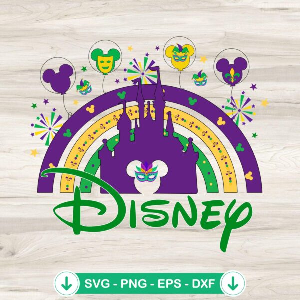 Disney Castle Mardi Gras SVG file for cutting machines
