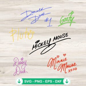 Disney Characters Signatures SVG file for Cricut cutting machine