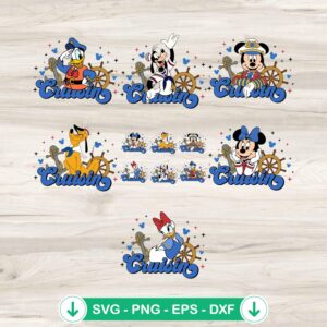 Disney Cruisin SVG Bundle featuring Mickey, Minnie, Goofy, Donald, Daisy, Pluto - cutting file for cricut svg