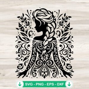 Disney Elsa Frozen SVG file, Mandala Art SVG, cutting file