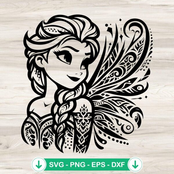 Disney Elsa Mandala SVG file for Cricut and cutting machine