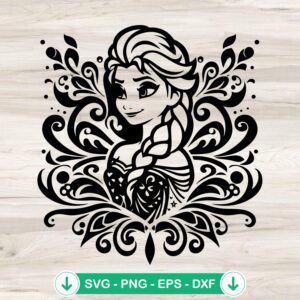 Disney Elsa Mandala SVG file for cricut cutting machine