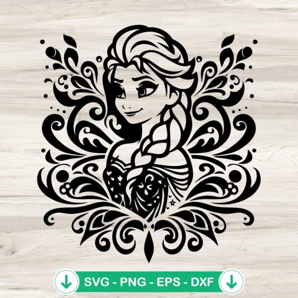 Disney Elsa Mandala SVG file for cricut cutting machine