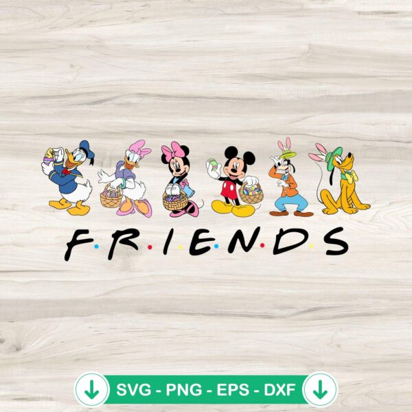 Disney Friends Easter Day SVG file featuring Mickey Mouse and friends