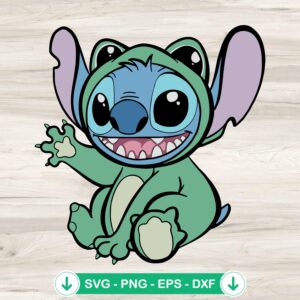 Disney Stitch Green Frog svg file for cutting machine craft