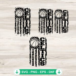 Distressed American Flag Celtics Basketball SVG file for Cricut