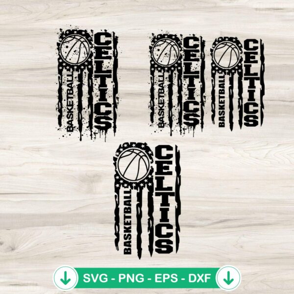 Distressed American Flag Celtics Basketball SVG file for Cricut