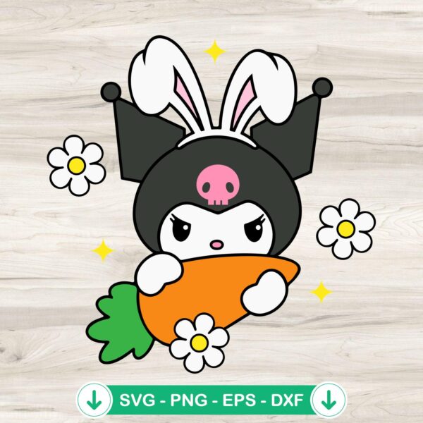 Easter Kuromi SVG file for cutting machines, cute Sanrio design