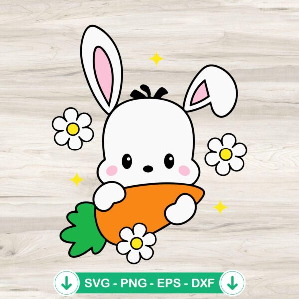 Easter Pochacco Bunny Carrot SVG file for cutting machine