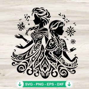 Elsa and Anna Mandala svg file for cutting, cricut svg