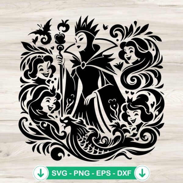 Evil Queen SVG file, cricut svg cutting file, zentangle design