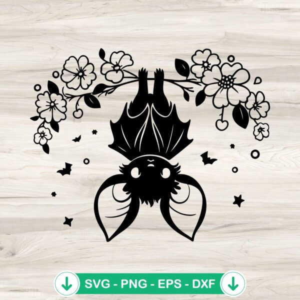 Floral Bat SVG file for Cricut and Silhouette cutting machine