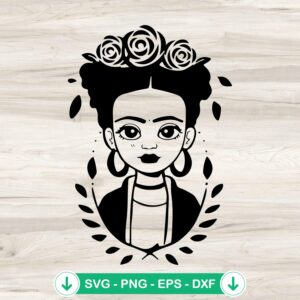 Frida Kahlo Chibi silhouette SVG file for cutting machines